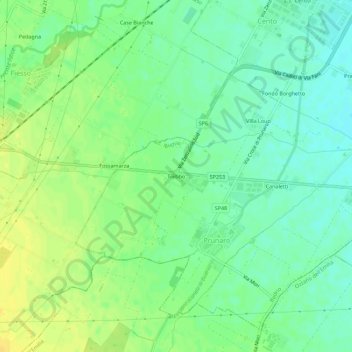 Carte topographique Trebbo, altitude, relief