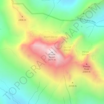 Carte topographique Mount Stuart, altitude, relief
