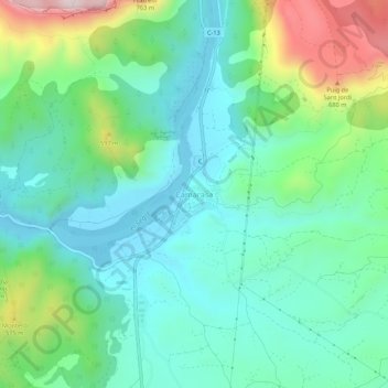 Carte topographique Camarasa, altitude, relief
