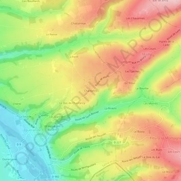 Carte topographique Charrancy, altitude, relief