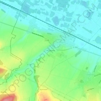 Carte topographique Les Cerisiers, altitude, relief