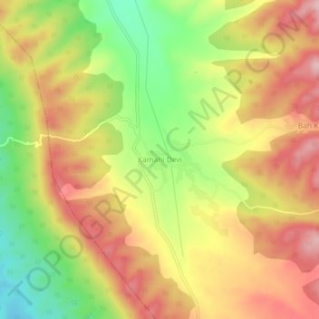 Carte topographique Kamahi Devi, altitude, relief