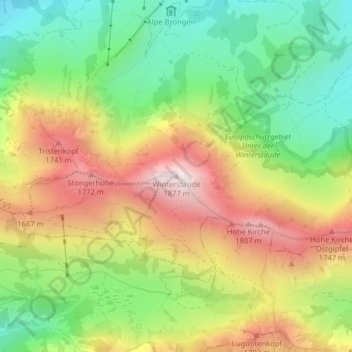 Carte topographique Winterstaude, altitude, relief