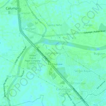 Carte topographique Calumpang, altitude, relief