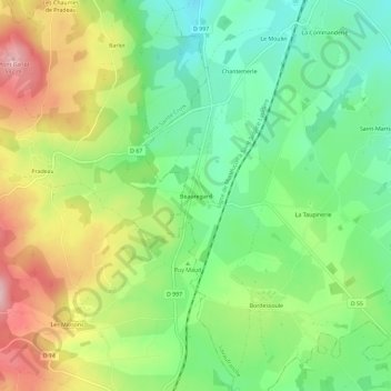 Carte topographique Beauregard, altitude, relief