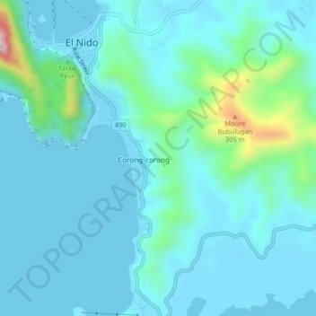 Carte topographique Corong-Corong, altitude, relief