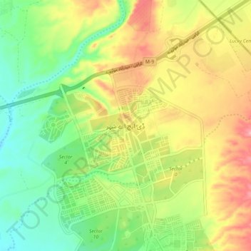 Carte topographique DHA City, altitude, relief