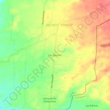 Carte topographique Las Iguanas, altitude, relief