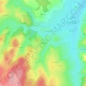 Carte topographique Beauregard, altitude, relief