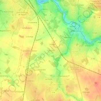 Carte topographique La Palaire, altitude, relief