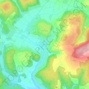 Carte topographique Gächingen, altitude, relief