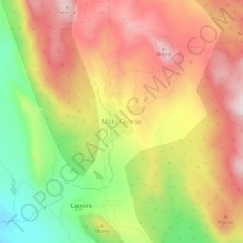 Carte topographique Mato Grosso, altitude, relief