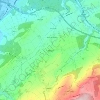 Carte topographique Grissenberg, altitude, relief