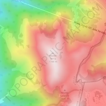Carte topographique Monte Serra, altitude, relief