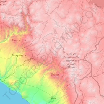Carte topographique Candarave, altitude, relief