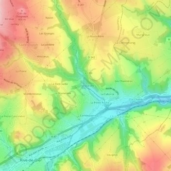 Carte topographique La Renavelière, altitude, relief
