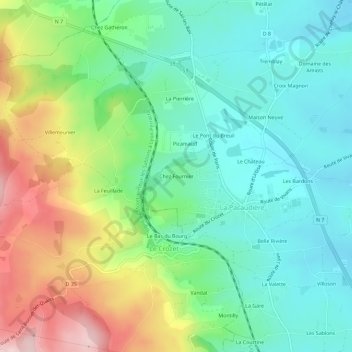 Carte topographique Chez Fournier, altitude, relief
