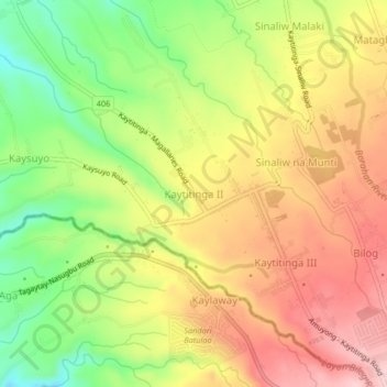 Carte topographique Kaytitinga II, altitude, relief