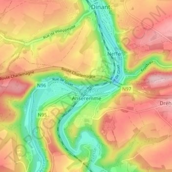 Carte topographique Noyon Pré, altitude, relief