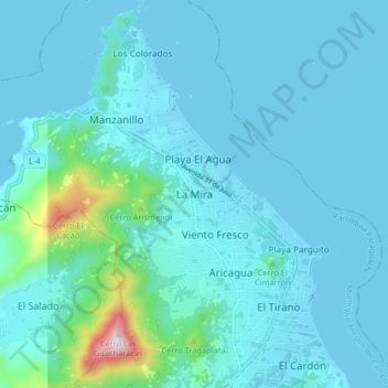 Carte topographique La Mira, altitude, relief