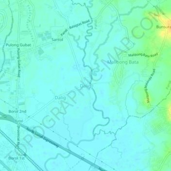 Carte topographique Dalig, altitude, relief