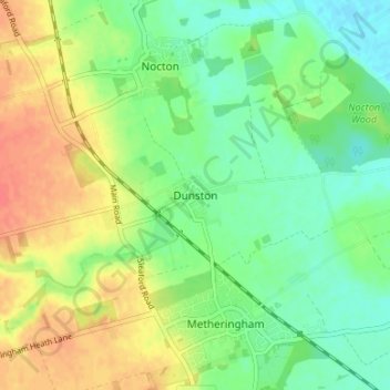 Carte topographique Dunston, altitude, relief