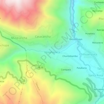 Carte topographique Huayllapata, altitude, relief
