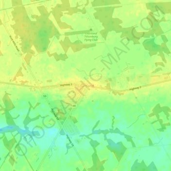 Carte topographique Courtland, altitude, relief
