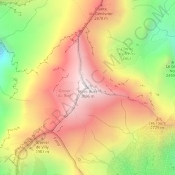 Carte topographique Mont Buet, altitude, relief