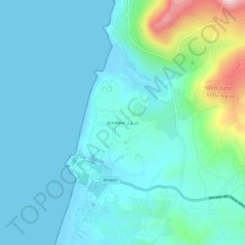 Carte topographique Achakkar, altitude, relief