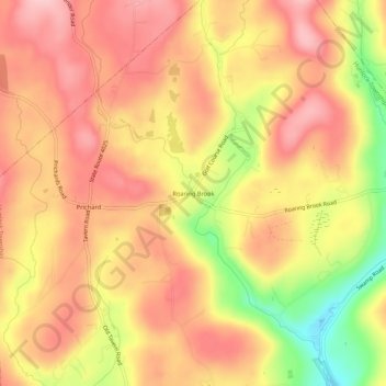 Carte topographique Roaring Brook, altitude, relief