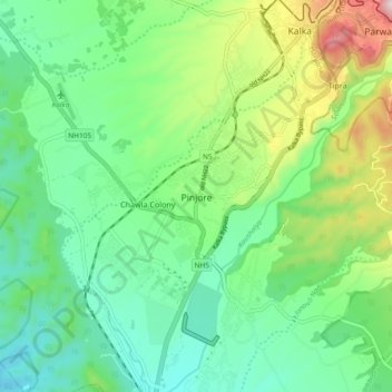Carte topographique Pinjore, altitude, relief