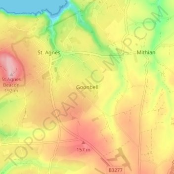 Carte topographique Goonbell, altitude, relief