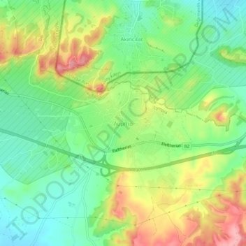 Carte topographique Lympia, altitude, relief