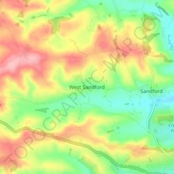 Carte topographique West Sandford, altitude, relief