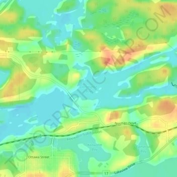 Carte topographique Darlington Bay, altitude, relief