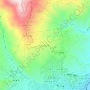 Carte topographique Aït Bessai, altitude, relief