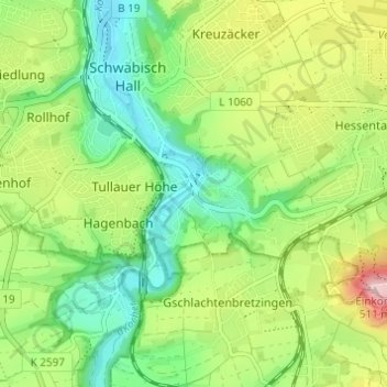 Carte topographique Steinbach, altitude, relief