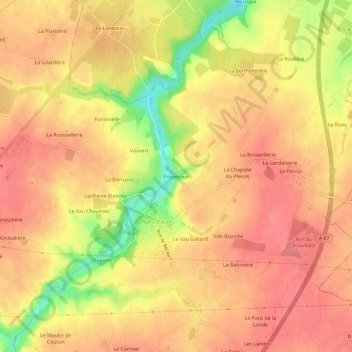 Carte topographique Frogeroux, altitude, relief