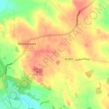 Carte topographique Knightley, altitude, relief