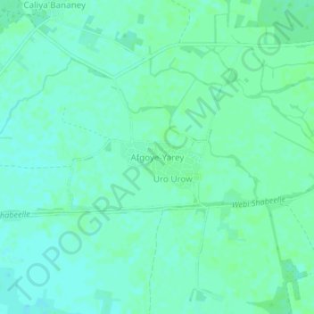 Carte topographique Afgoye-Yarey, altitude, relief