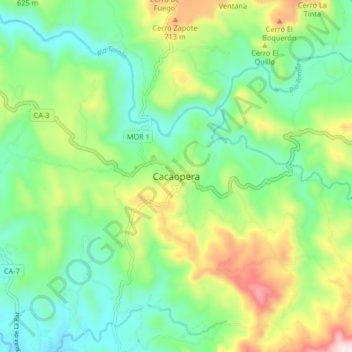 Carte topographique Cacaopera, altitude, relief