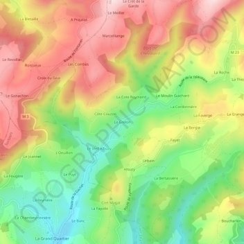 Carte topographique Le Grelon, altitude, relief