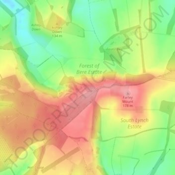 Carte topographique Withering Corner, altitude, relief