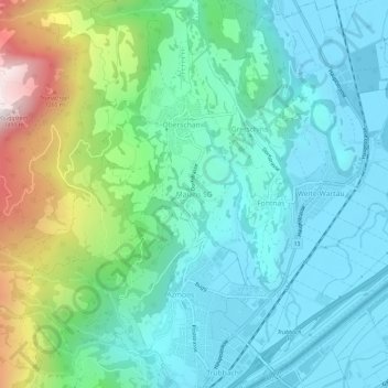 Carte topographique Malans SG, altitude, relief