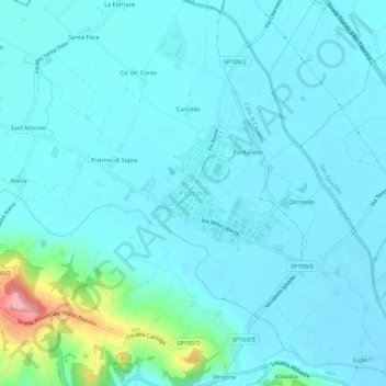 Carte topographique Pistrino, altitude, relief