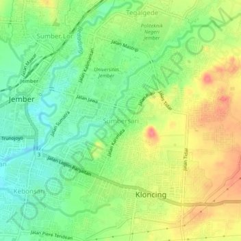 Carte topographique Sumbersari, altitude, relief
