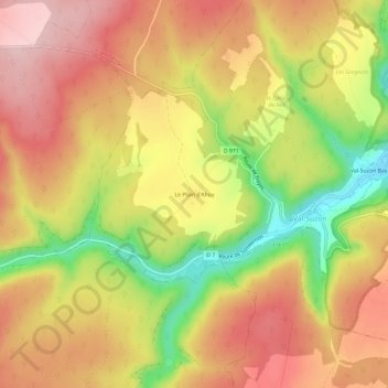 Carte topographique Le Plain d'Ahuy, altitude, relief