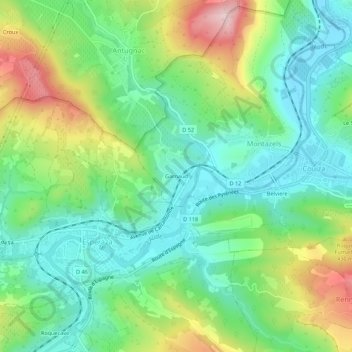 Carte topographique Garnaud, altitude, relief