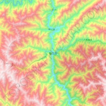 Carte topographique 雅江县, altitude, relief